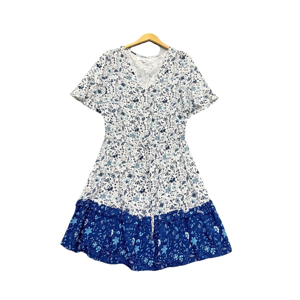 Margaux Riviera Women's Dress Sz XL Floral Drawstring Ruffle Spring‎ Bloomcore